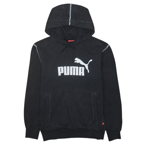 Puma Men's Black Pullover Hoodie S Logo Fleece Sportswear