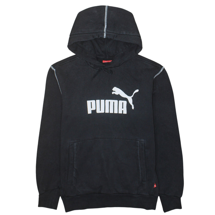 Puma Men's Black Pullover Hoodie S Logo Fleece Sportswear