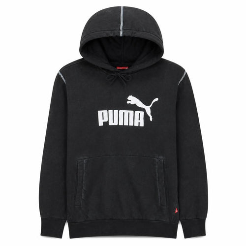 Puma Men's Black Pullover Hoodie S Logo Fleece Sportswear
