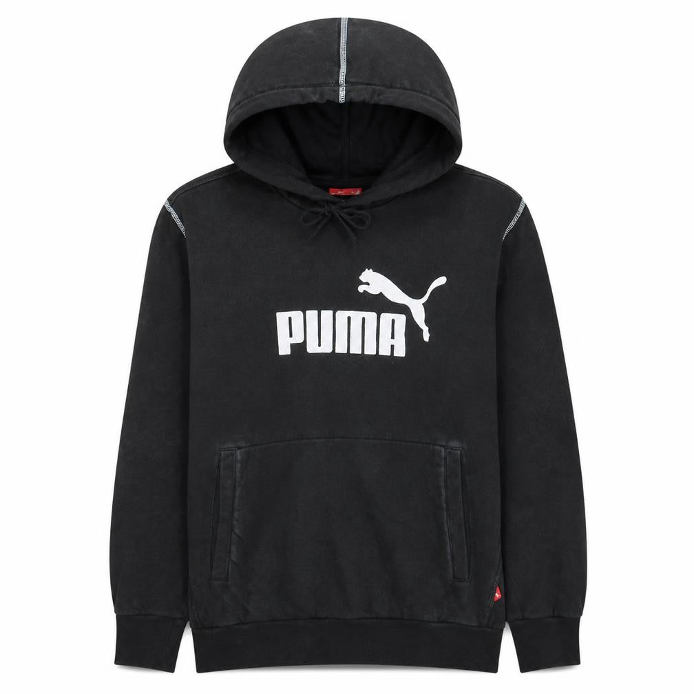 Puma Men's Black Pullover Hoodie S Logo Fleece Sportswear