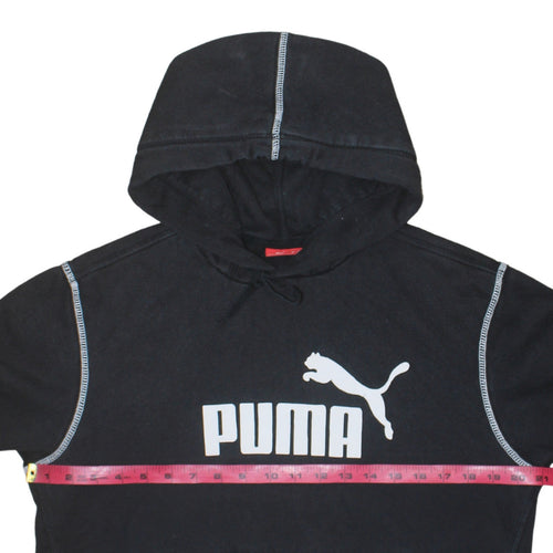 Puma Men's Black Pullover Hoodie S Logo Fleece Sportswear