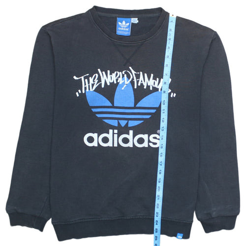 Adidas Mens Black Medium Pullover Sweatshirt with Logo Print