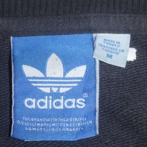 Adidas Mens Black Medium Pullover Sweatshirt with Logo Print