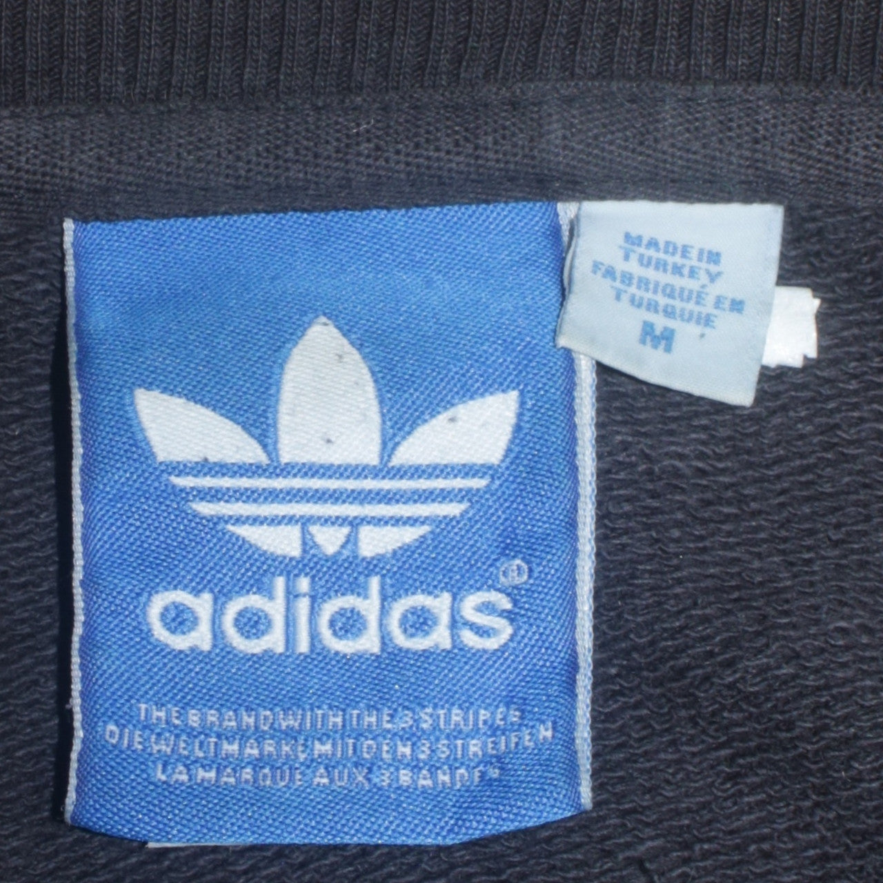 Adidas Mens Black Medium Pullover Sweatshirt with Logo Print