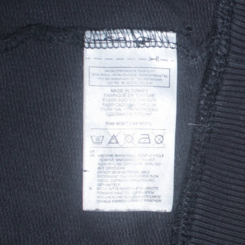 Adidas Mens Black Medium Pullover Sweatshirt with Logo Print