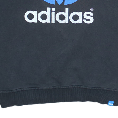 Adidas Mens Black Medium Pullover Sweatshirt with Logo Print