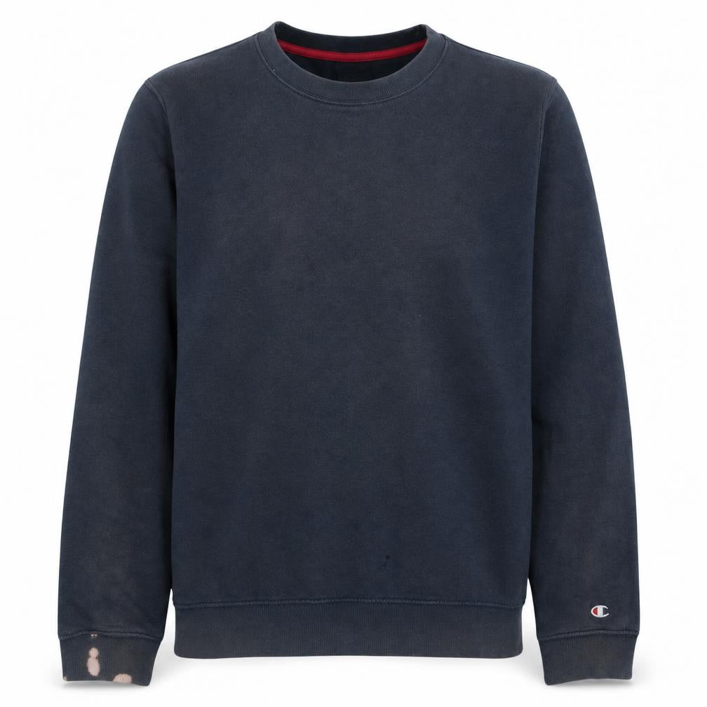 Front view of Champion Men's Blue Medium Crew Neck Pullover Sweatshirt