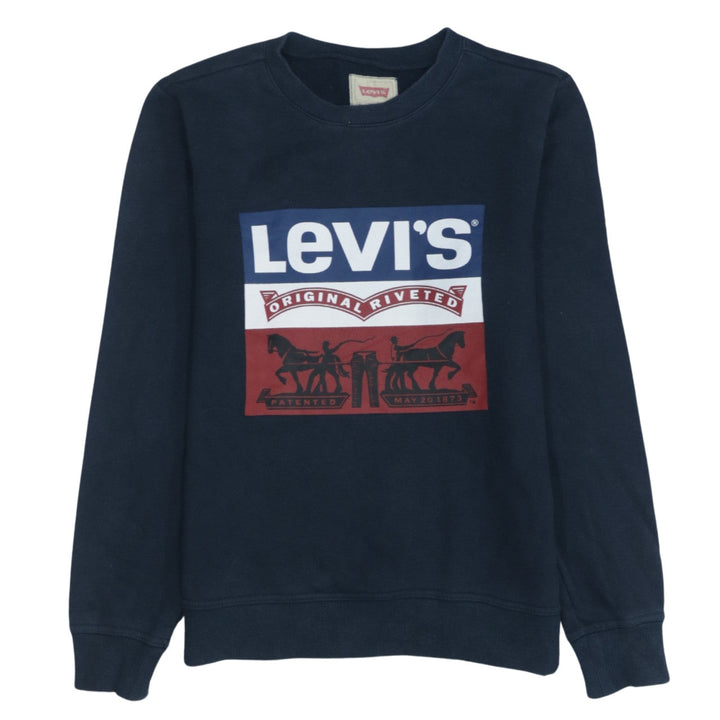 Levi's Boys Blue Logo Crew Neck Pullover Sweatshirt - Size 14 Years