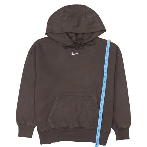Nike Women Brown Pullover Hoodie Small Cotton Blend Logo Sweatshirt