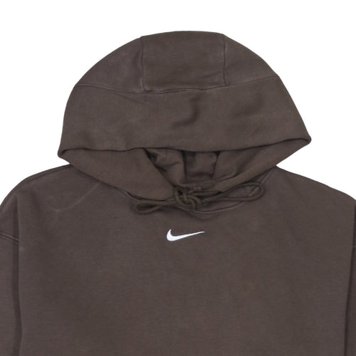 Nike Women Brown Pullover Hoodie Small Cotton Blend Logo Sweatshirt