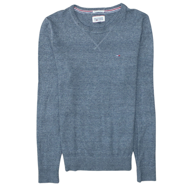 Tommy Hilfiger Men's Blue Crew Neck Cotton Knit Jumper Size S