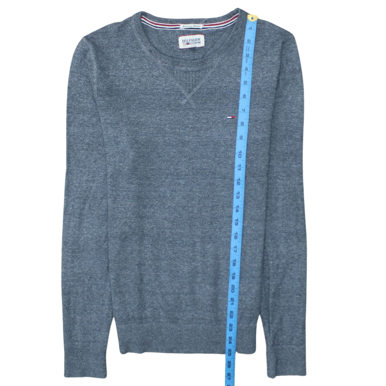 Tommy Hilfiger Men's Blue Crew Neck Cotton Knit Jumper Size S