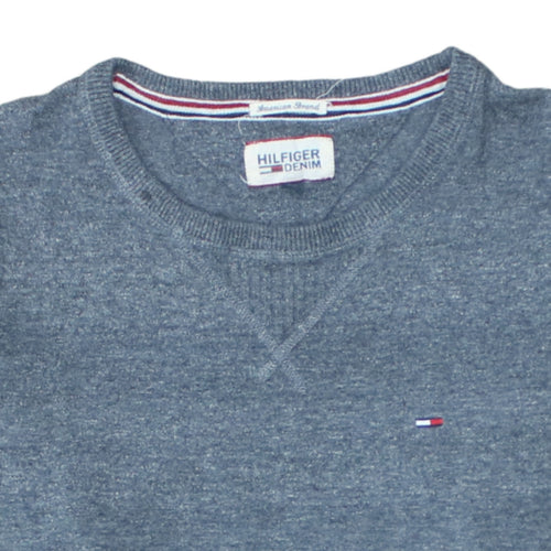 Tommy Hilfiger Men's Blue Crew Neck Cotton Knit Jumper Size S