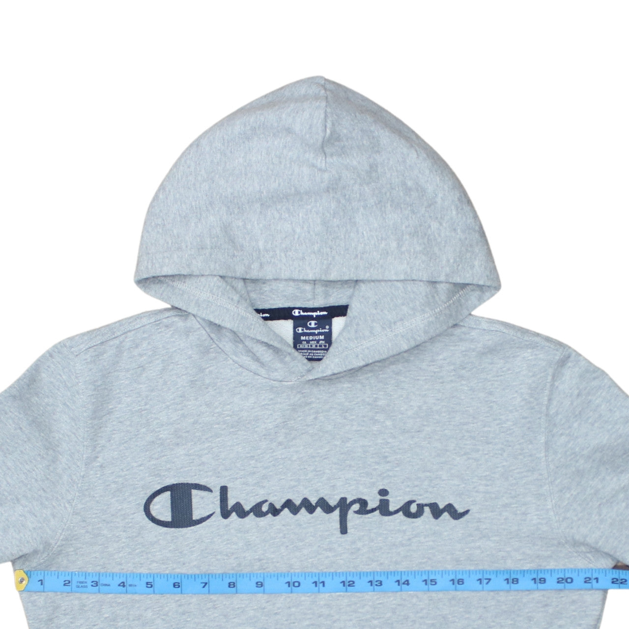 Champion Men’s Grey Pullover Hoodie Medium Logo Fleece Sweatshirt