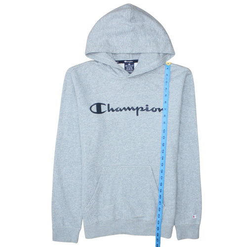 Champion Men’s Grey Pullover Hoodie Medium Logo Fleece Sweatshirt