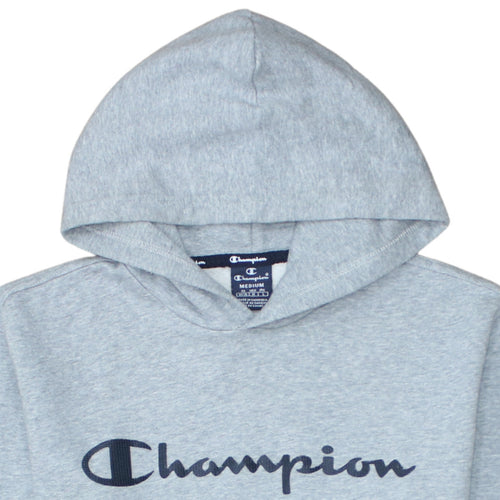 Champion Men’s Grey Pullover Hoodie Medium Logo Fleece Sweatshirt