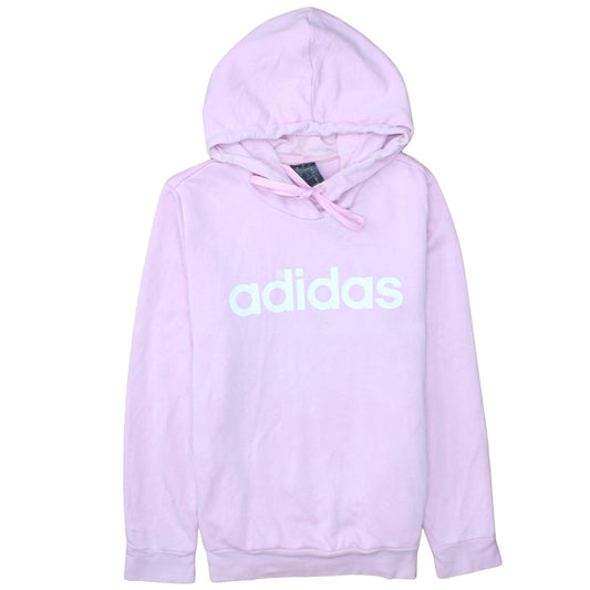 Adidas Womens Pink Pullover Hoodie Medium Cotton Blend Logo Outdoor