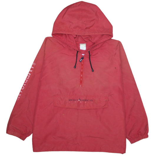 Disney Men's Red XL Mickey American Sports Hooded Anorak Jacket