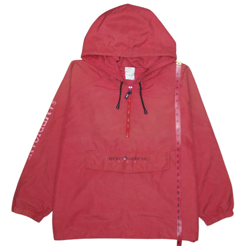 Disney Men's Red XL Mickey American Sports Hooded Anorak Jacket
