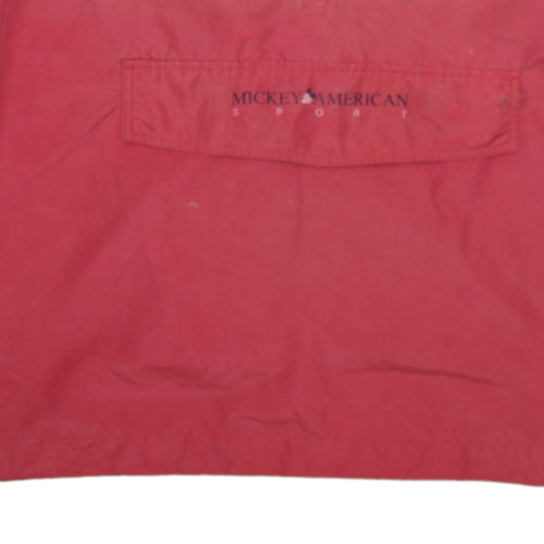 Disney Men's Red XL Mickey American Sports Hooded Anorak Jacket
