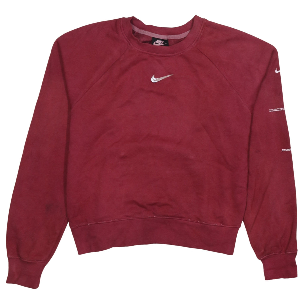 Nike Women's Red Crew Neck Pullover Sweatshirt S Cotton Blend