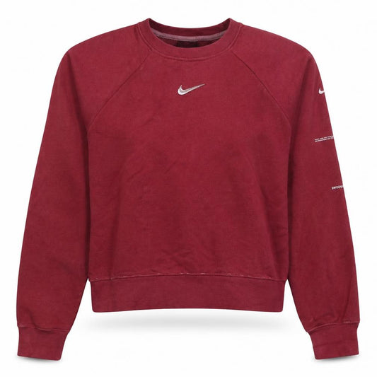 Front view of Nike Women's Red Crew Neck Pullover Sweatshirt S Cotton Blend