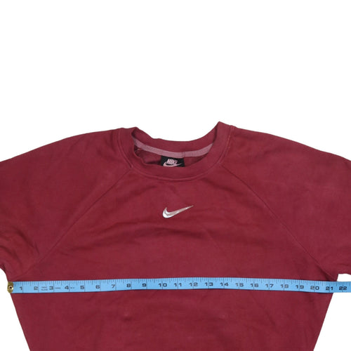 Nike Women's Red Crew Neck Pullover Sweatshirt S Cotton Blend