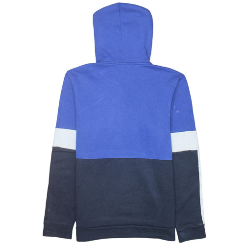 Adidas Men Blue Pullover Hoodie L Sports Logo Fleece