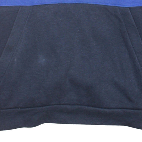 Adidas Men Blue Pullover Hoodie L Sports Logo Fleece