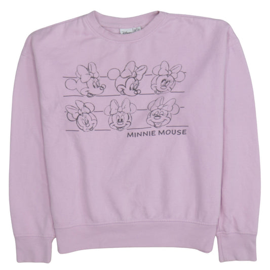 Front view of Primark Women’s Pink Minnie Mouse Sweatshirt XS Crew Neck Cotton Pullover