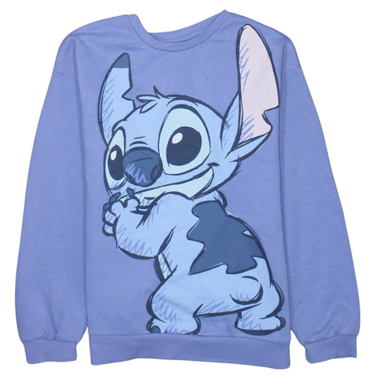Front view of Disney at Primark girls’ blue stitch pullover sweatshirt 11-12 years
