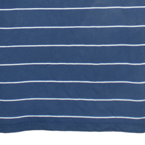 Puma Men's Blue Striped Crew Neck Cotton T-Shirt Size M