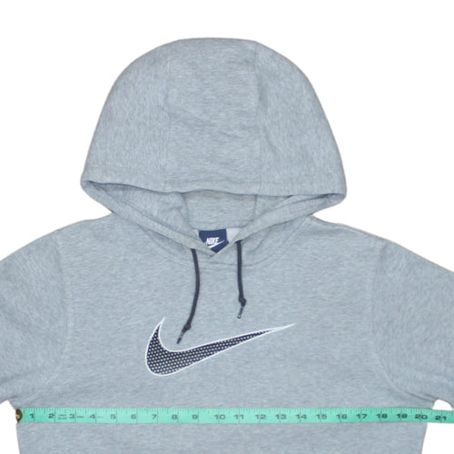 Nike Men's Grey Pullover Hoodie M Regular Fit Fleece Logo Sweatshirt