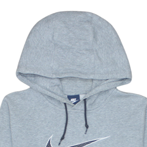 Nike Men's Grey Pullover Hoodie M Regular Fit Fleece Logo Sweatshirt