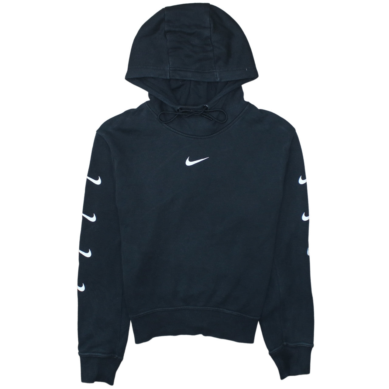 Nike Womens Black Small Pullover Hoodie Sweatshirt with Logo Detail