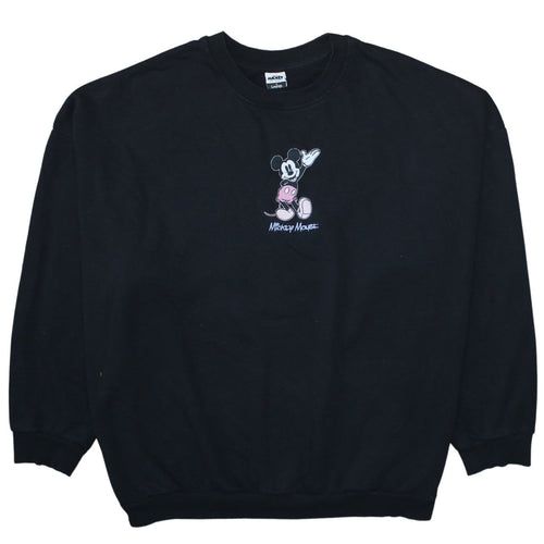 Disney Mickey Mouse Black Sweatshirt Women XL 20-22 George Crew Neck