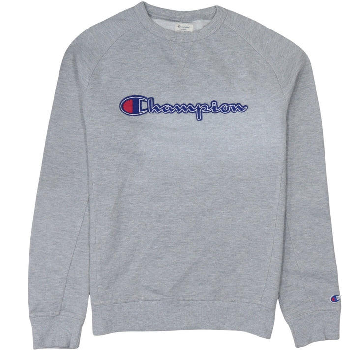 Champion Men's Grey Embroidered Logo Pullover Sweatshirt Medium