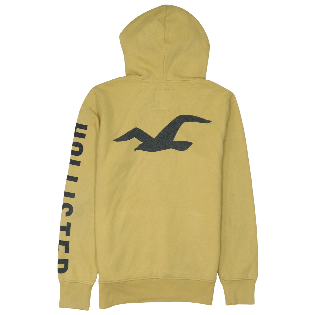 Hollister Mens Yellow Pullover Hoodie XS Logo Fleece Hooded Sweatshirt