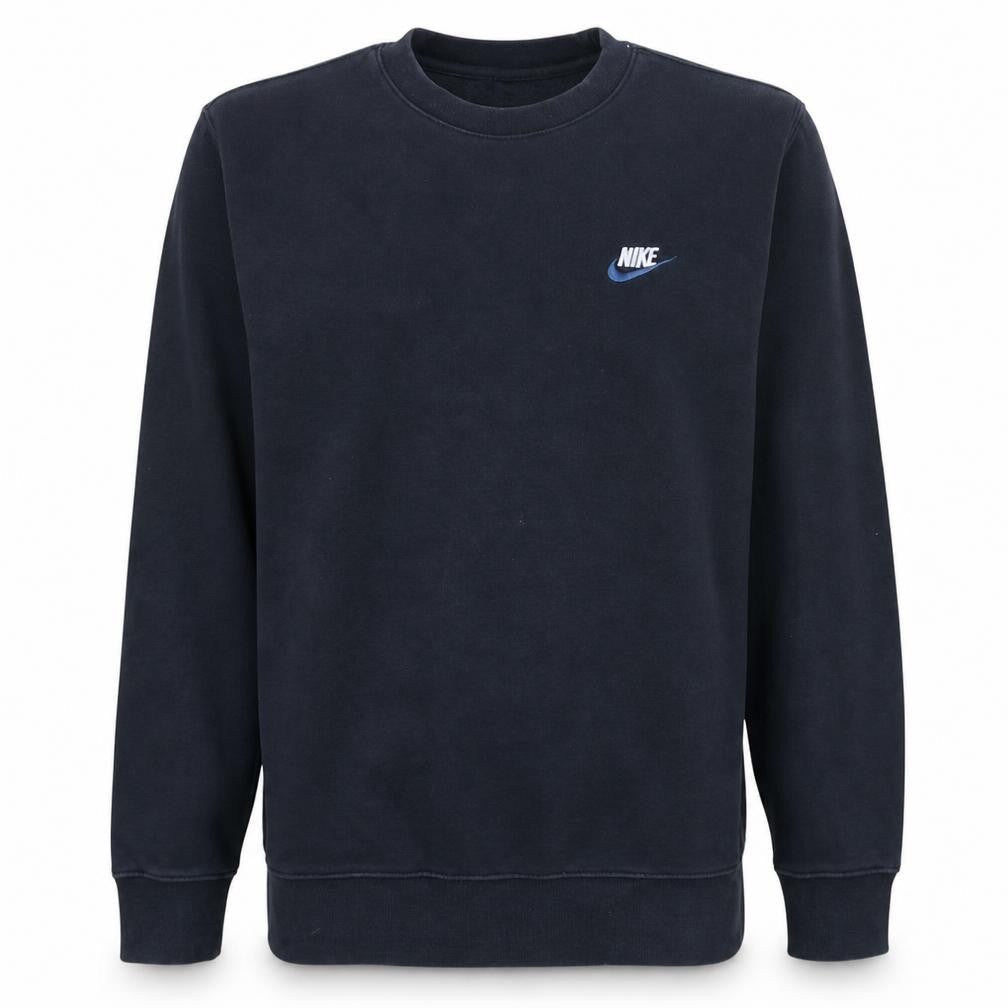 Front view of Nike Men's Black Small Crew Neck Pullover Sweatshirt