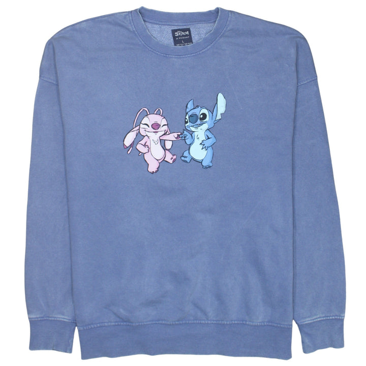 Disney Stitch & Angel Blue Sweatshirt Women L Graphic Pullover Primark