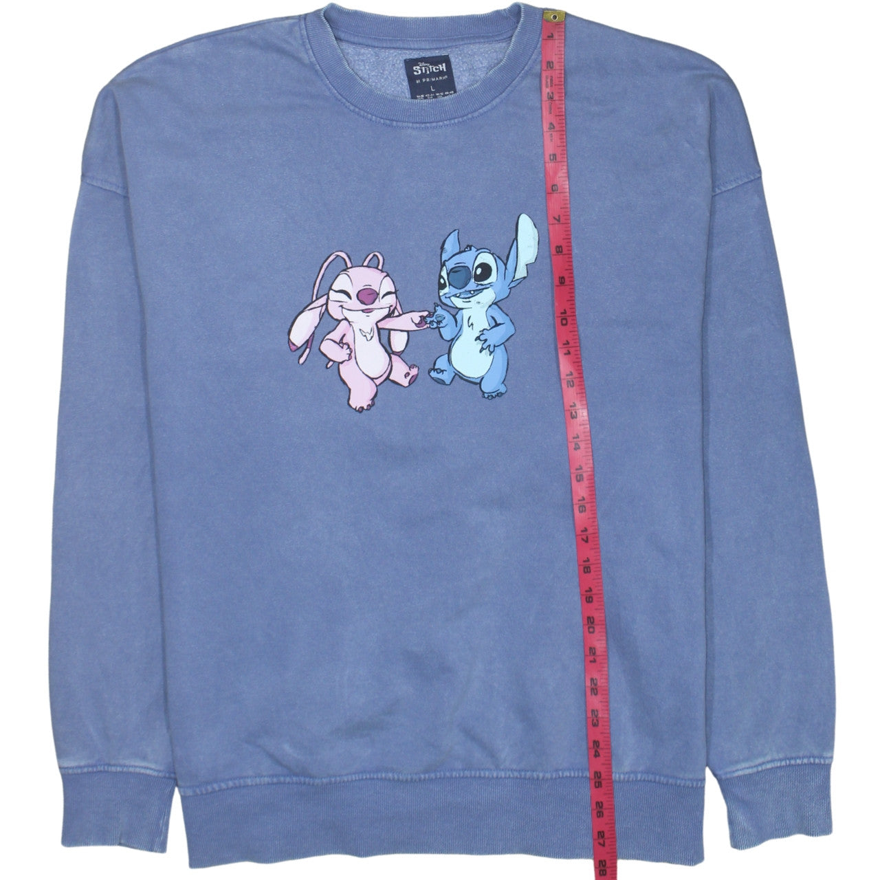 Disney Stitch & Angel Blue Sweatshirt Women L Graphic Pullover Primark