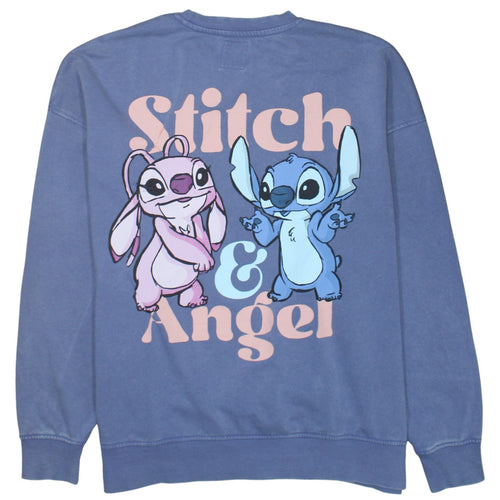Disney Stitch & Angel Blue Sweatshirt Women L Graphic Pullover Primark