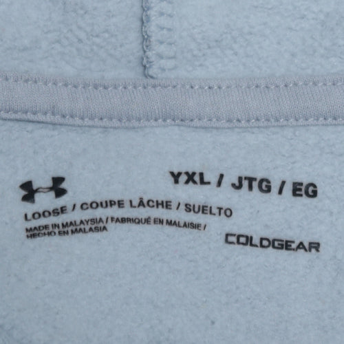 Under Armour Boys Blue Pullover Hoodie YXL Loose Fit ColdGear Fleece