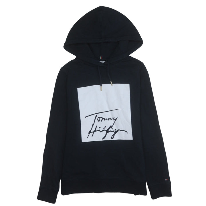 Tommy Hilfiger Men's Black Pullover Hoodie Size S Graphic Logo Sweatshirt