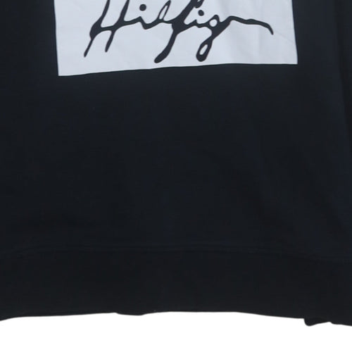 Tommy Hilfiger Men's Black Pullover Hoodie Size S Graphic Logo Sweatshirt