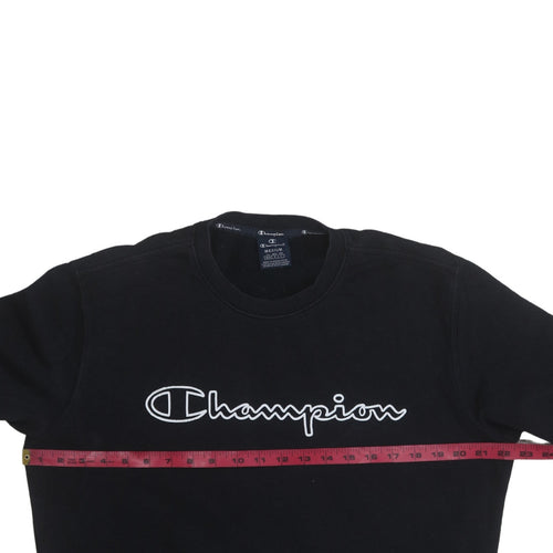 Champion Men's Black Medium Pullover Sweatshirt Logo Crew Neck
