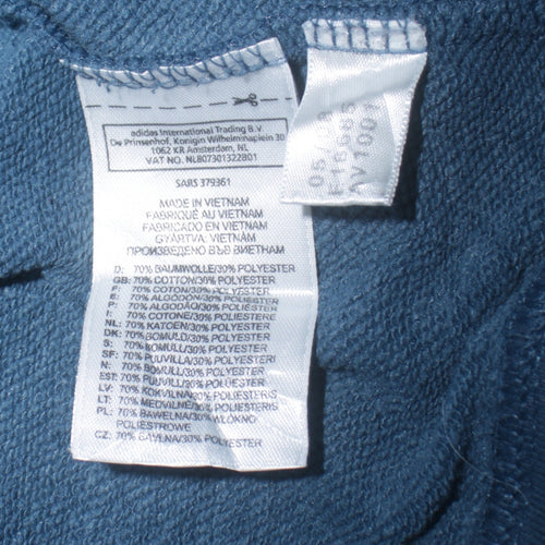 Adidas Men's Blue Pullover Hoodie Size S Cotton Blend Logo Sweatshirt