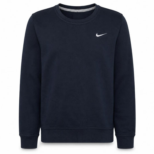 Front view of Nike Men's Navy Blue Small Crew Neck Cotton Sweatshirt