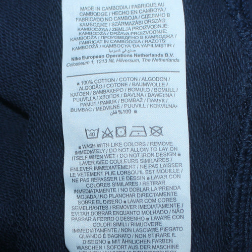 Nike Men's Navy Blue Small Crew Neck Cotton Sweatshirt