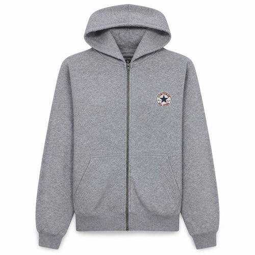 Converse Men's Grey Full Zip Hoodie Size S Regular Fit Fleece Sweatshirt